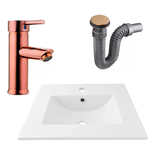 Combo Placa Lavamanos 51*40+griferia Monocontrol+push Rose2