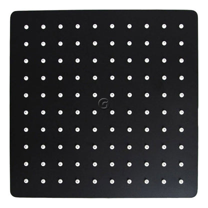 Ducha Negra 20x20cm Cuadrada Con Tubo Cuadrado