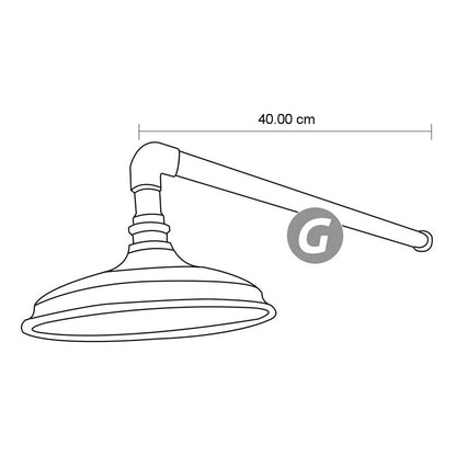 Ducha  20cm En Cobre  Níquel Antiguo Con Tubo 40cm