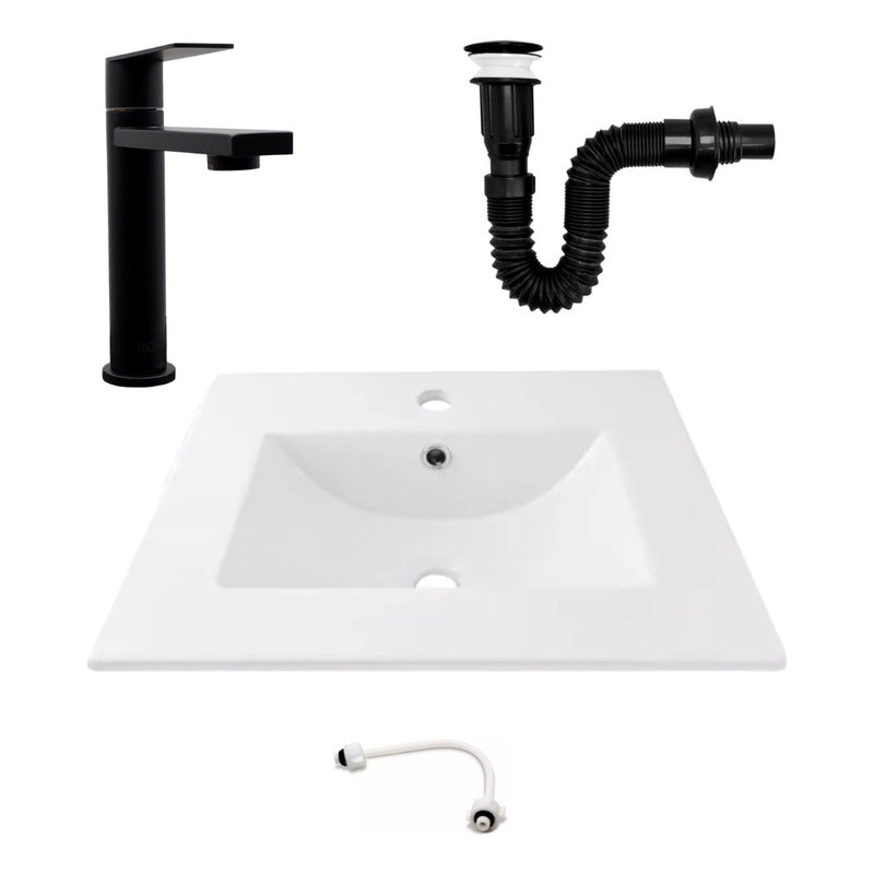 Kit Placa Lavamanos 51*46,5cm+griferia Agua Fria+push Negro3