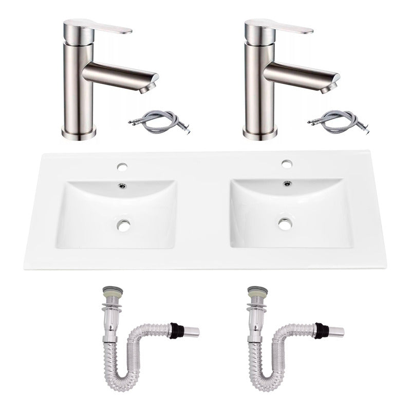 Kit Placa Doble Lavam.121*46.5cm+griferia Monoc+push Flex19