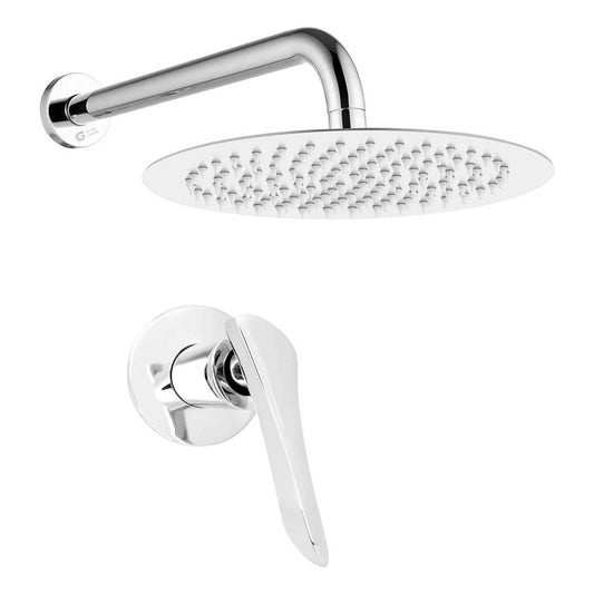 Kit Ducha Cuad.neg.20cm + Tubo + Manija Registro A.fria Mig