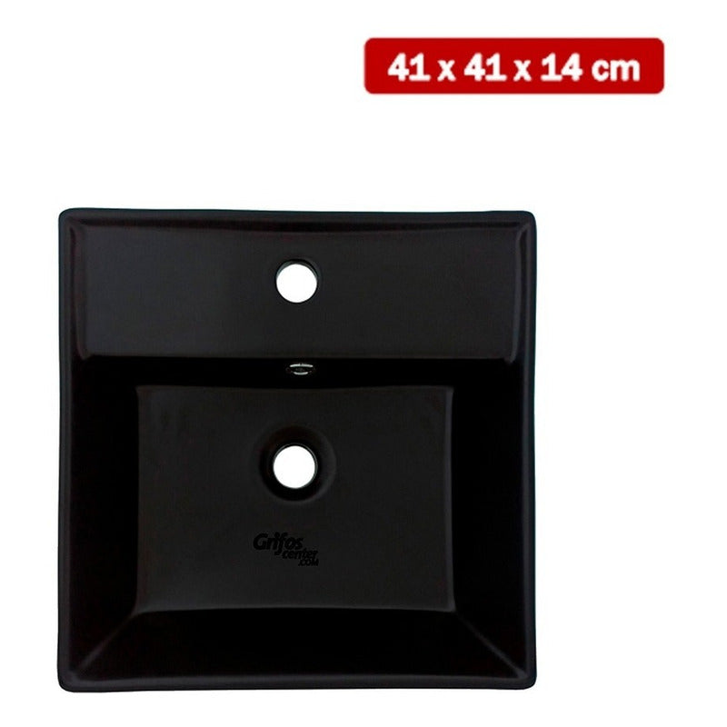 Lavamanos Cerámica Cuadrado Negro 38cm