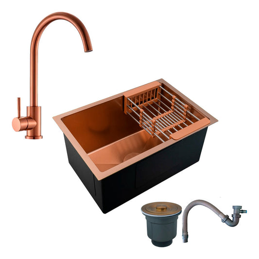 Combo Lavaplatos 51*45cm+griferia Lvp Rose Cepillado+acc