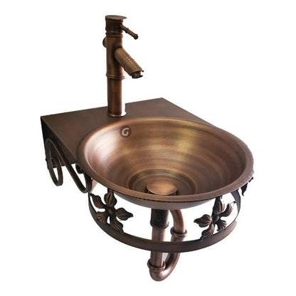 Lavamanos Cobre Antiguo Con Soporte