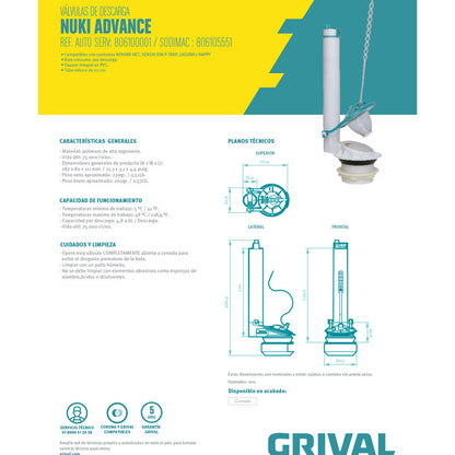 Válvula Descarga Nuki Advance 32cm