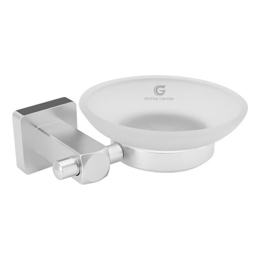 Jabonera Base Cuadrada En Aluminio Plato En Cristal