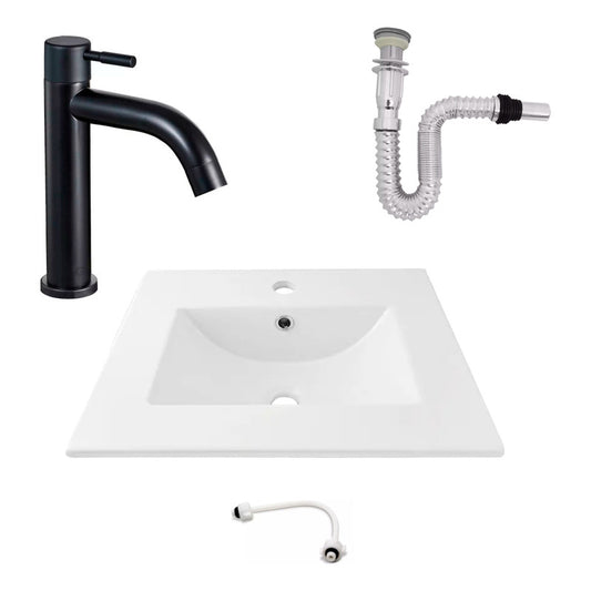 Kit Placa Lavamanos 61*40cm+griferia Agua Fria+push Flex. 14