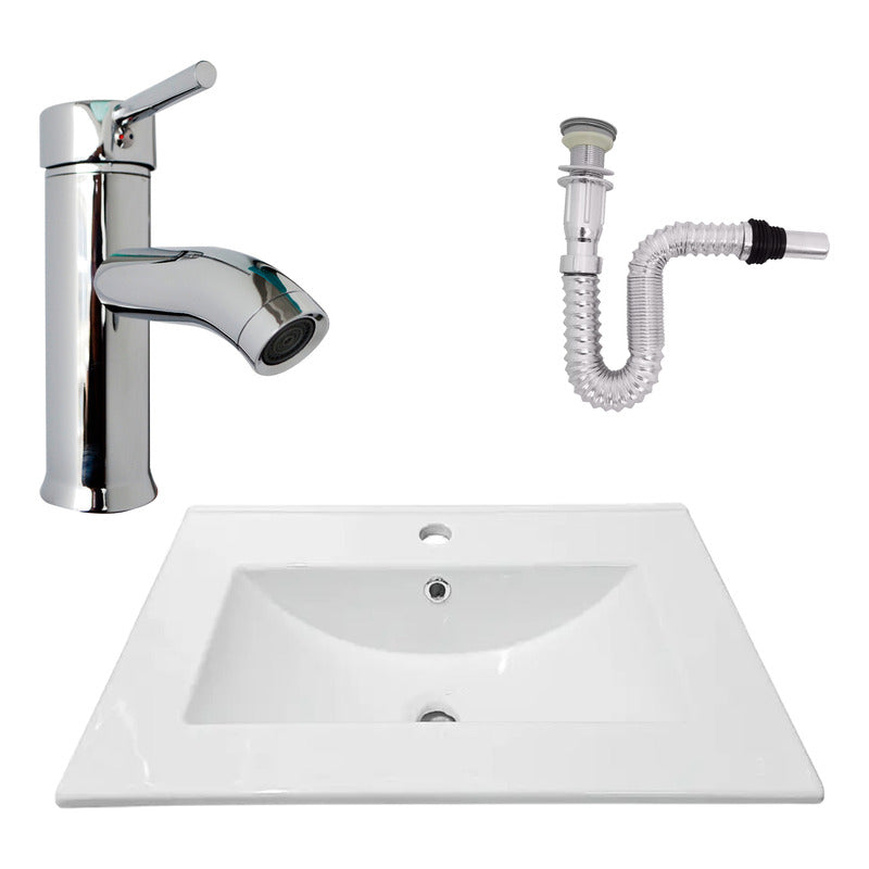 Kit Placa Lavam. 61*46.5cm+griferia Monocontrol+push Flex24