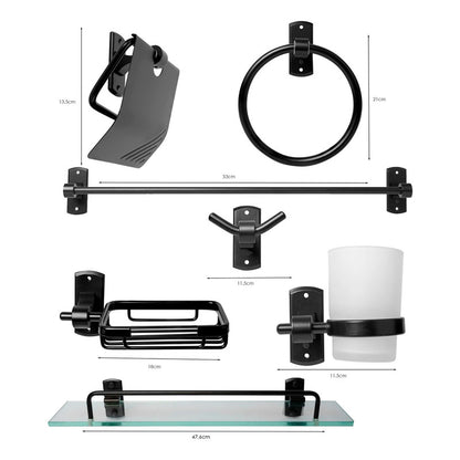Juego De Accesorios Para Baño Negro En Aluminio X7