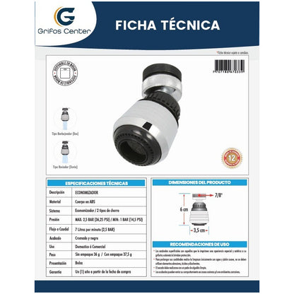 Economizador De Agua, Orientable Y Cambio De Chorros.