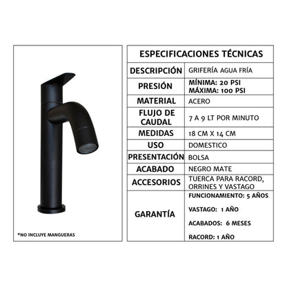 Kit Placa Lavamanos 51*40cm+griferia Agua Fria+push Negro2