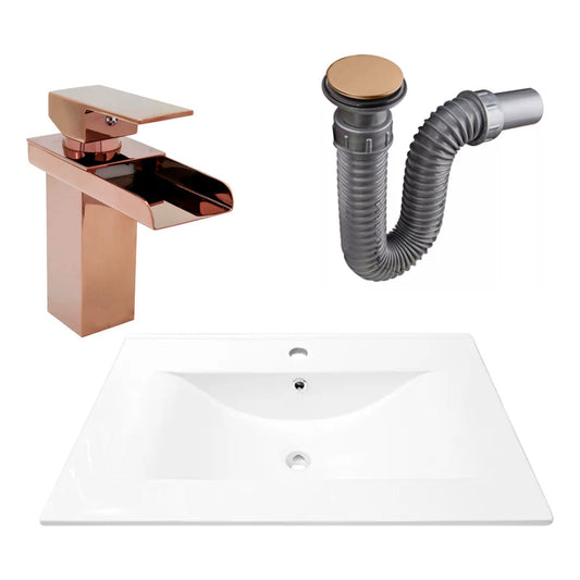 Combo Placa Lavamanos 71*46,5cm+grifo Monocontrol+push Rose3