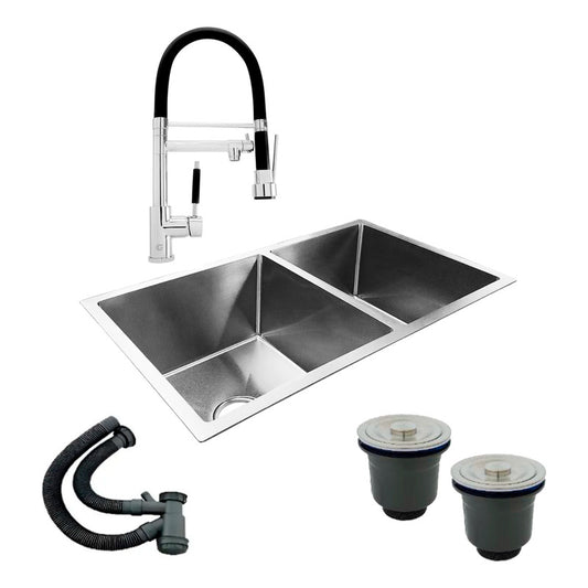 Combo Lavaplatos Doble 77*45cm+griferia Escual+accesorios