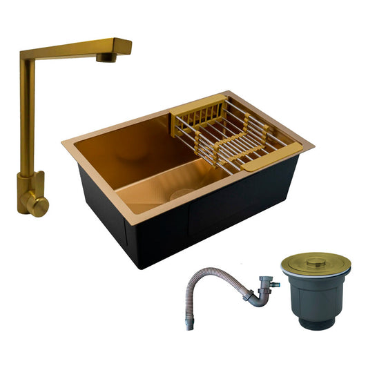 Combo Lavaplatos 60*45cm+griferia Lvp Oro Cepillado+acc
