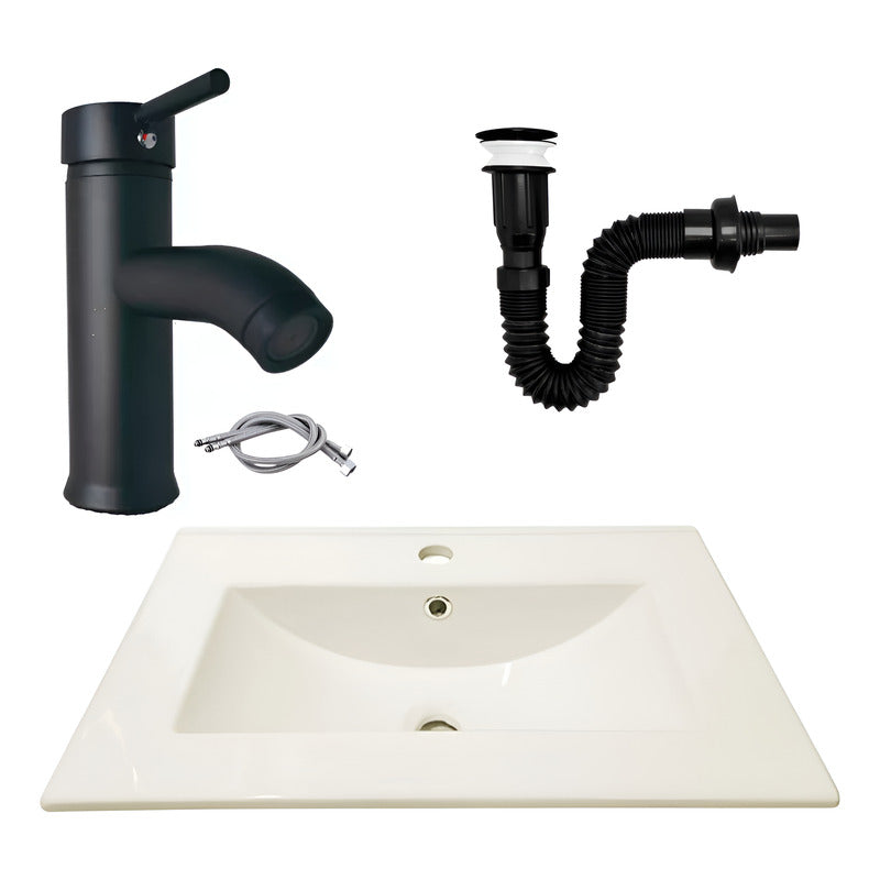 Combo Placa Lavamanos 61*46,5cm+grif.monocontrol+push Negro5