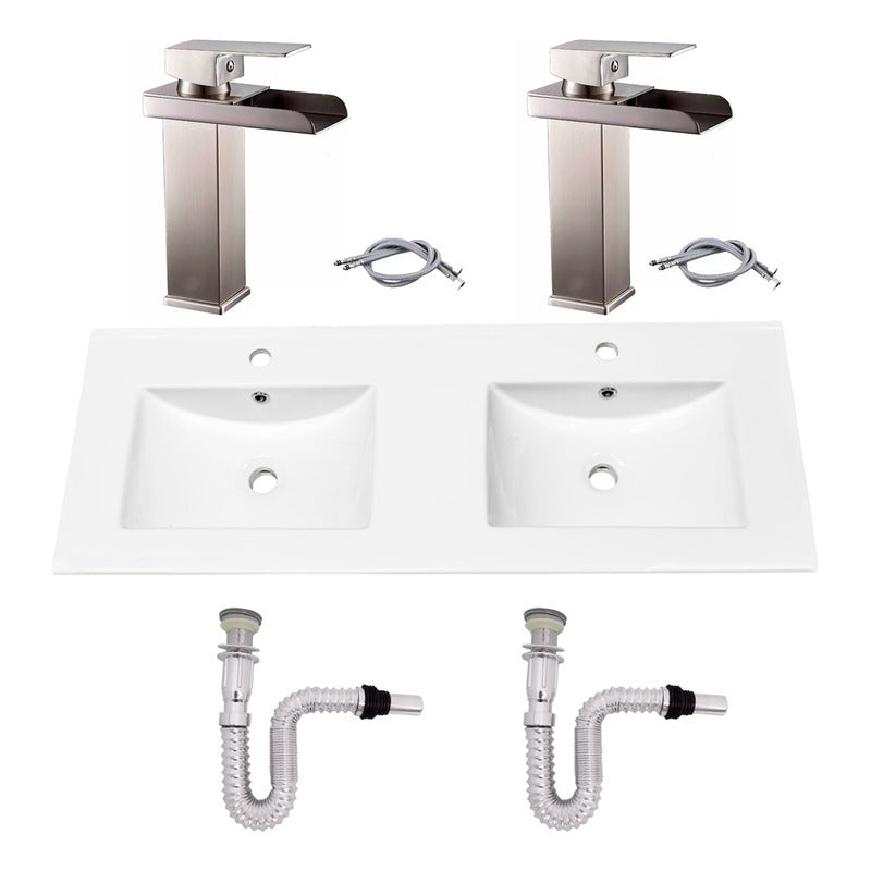 Kit Placa Doble Lavam.121*46.5cm+griferia Monoc+push Flex14
