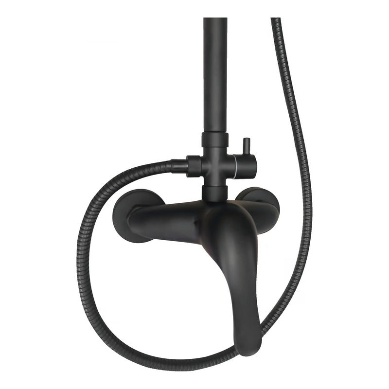 Columna De Ducha Baño Alta Negro Mate