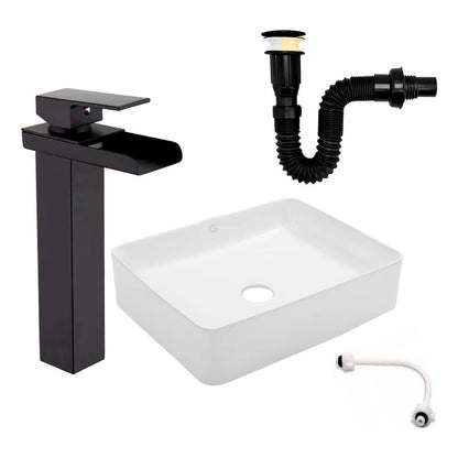 Kit Lavamanos Rect.+griferia Monocontrol Cascada+push Negro