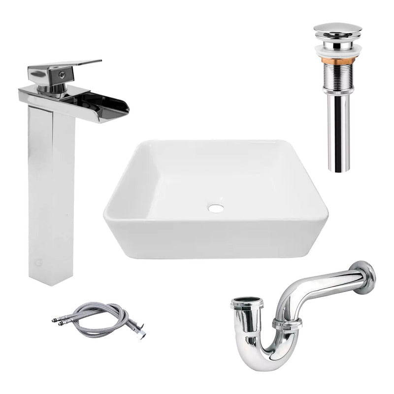 Combo Lavamanos Rectang.+griferia Monocontrol+push+sifon Gf9