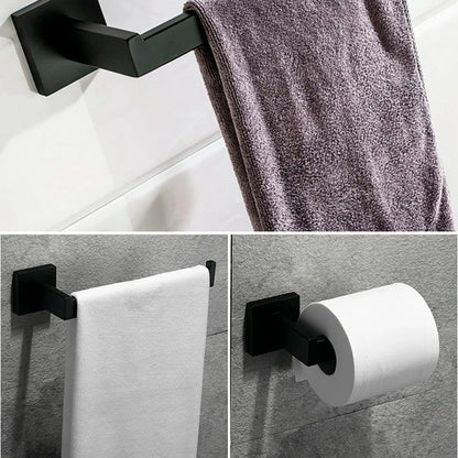 Portarrollo Para Baño Base Cuadrada Negro