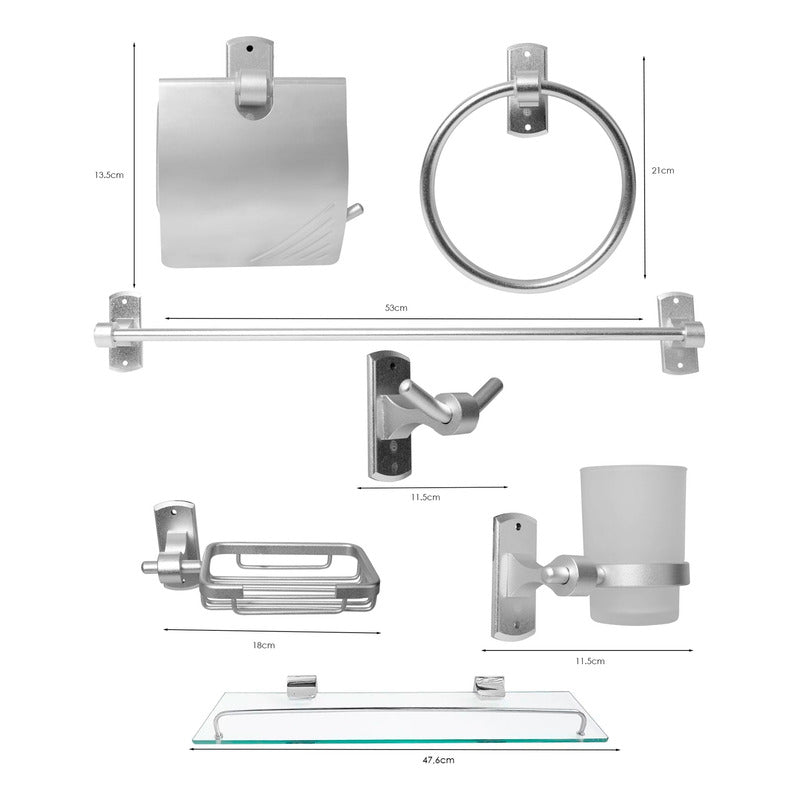 Juego De Accesorios Para Baño Gris En Alumino X7