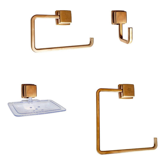 Juego De Accesorios Para Baño Oro Rosa X4 Piezas