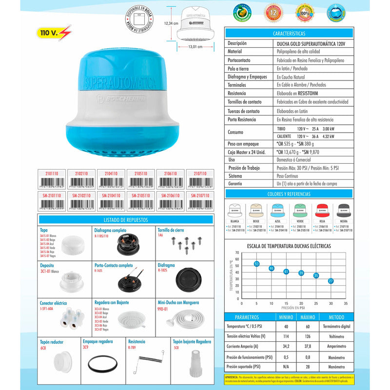 Ducha Electrica Gold Automática 120v