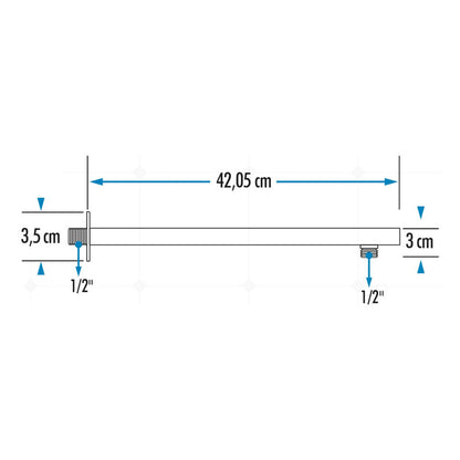 Regadera Ducha Negra Acero Inox.cuadrada 20cm-incluye Tubo
