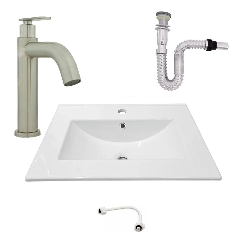 Kit Placa Lavam. 61*46.5cm+griferia Agua Fria+push Flex.15