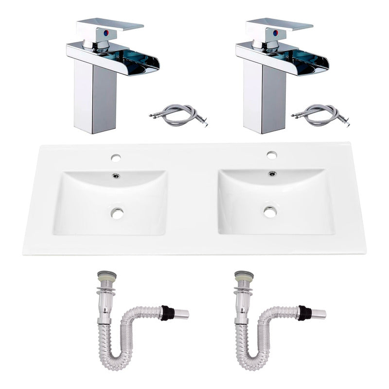 Kit Placa Doble Lavam.121*46.5cm+griferia Monoc+push Flex8