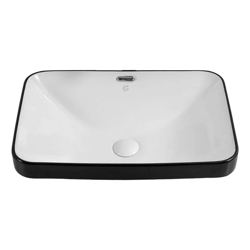 Lavamanos De Incrustar Rectangular Negro/blanco 46x33cm