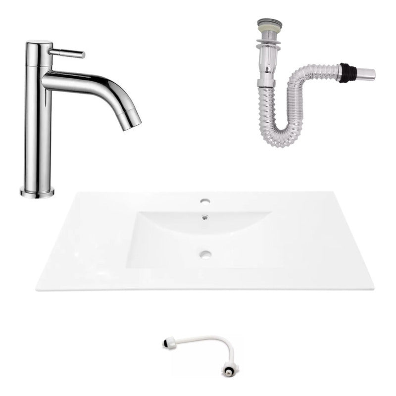 Kit Placa Lavam.101*46.5cm+griferia Agua Fria+push Flex.13