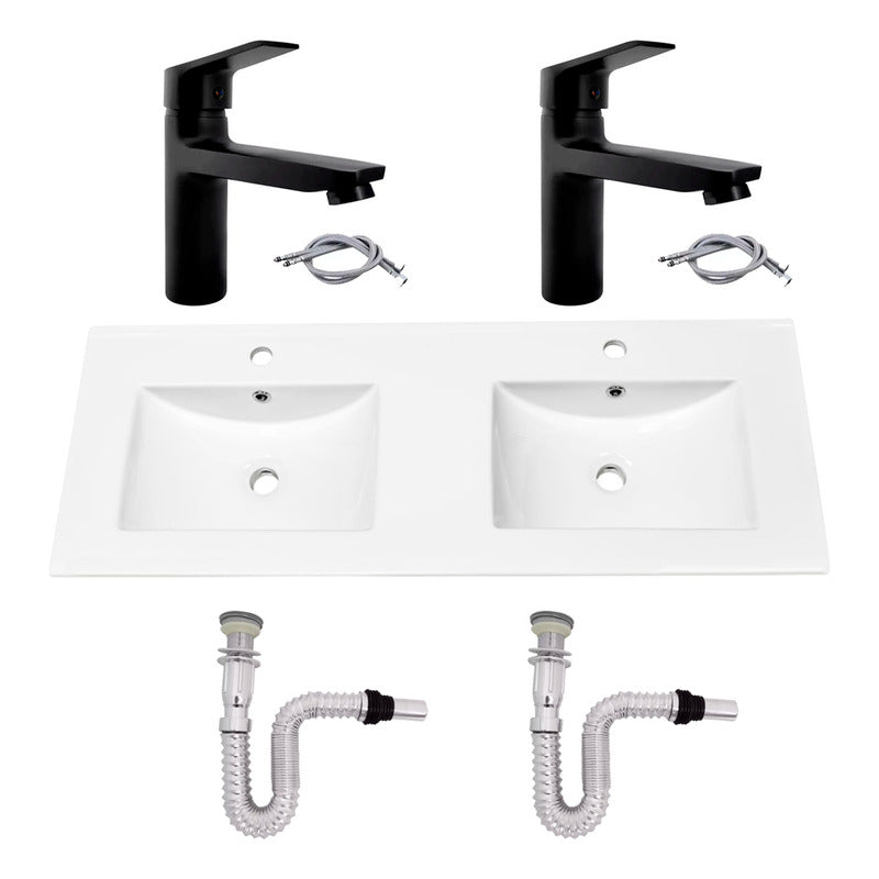 Kit Placa Doble Lavam.121*46.5cm+griferia Monoc+push Flex21