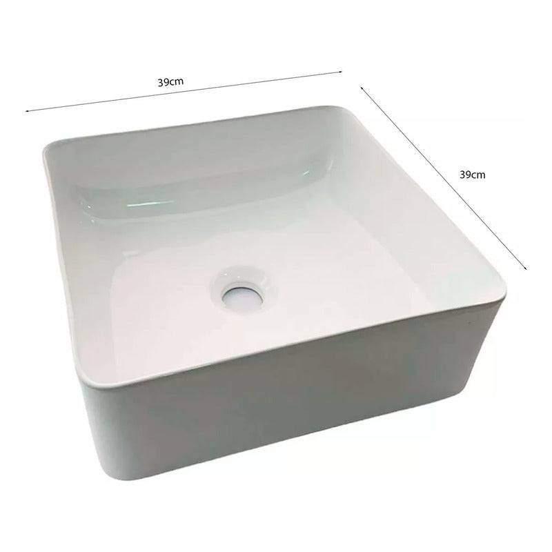 Kit Lavamanos Cuadrado+grifo Monocontrol Negro Plana+ Push