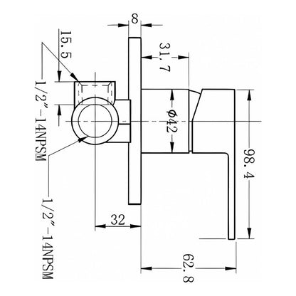 Mezclador Monocontrol Ducha Marsella Cobre Lascar