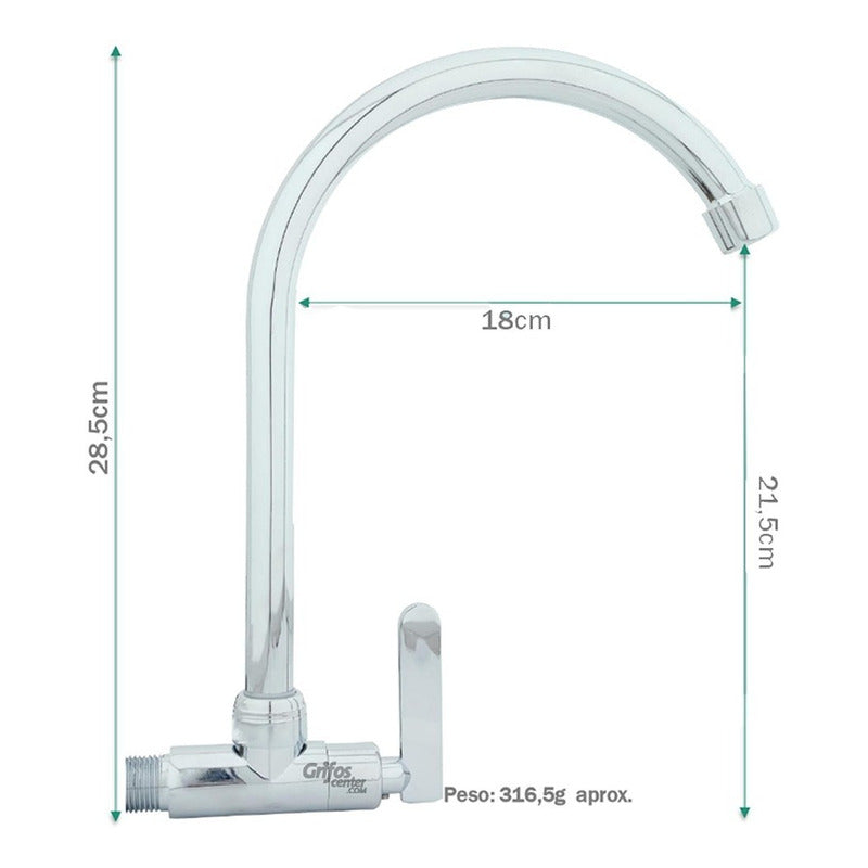 Grifería De Pared Agua Fría Cuello Ganso Mona