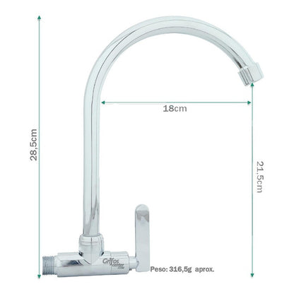 Grifería De Pared Agua Fría Cuello Ganso Mona