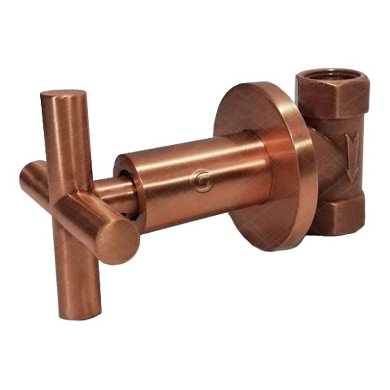 Registro Tipo Cruceta Para Ducha En Cobre Natural