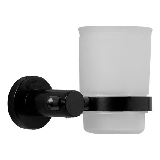 Porta Vaso Para Baño En Aluminio Negro Base Redonda