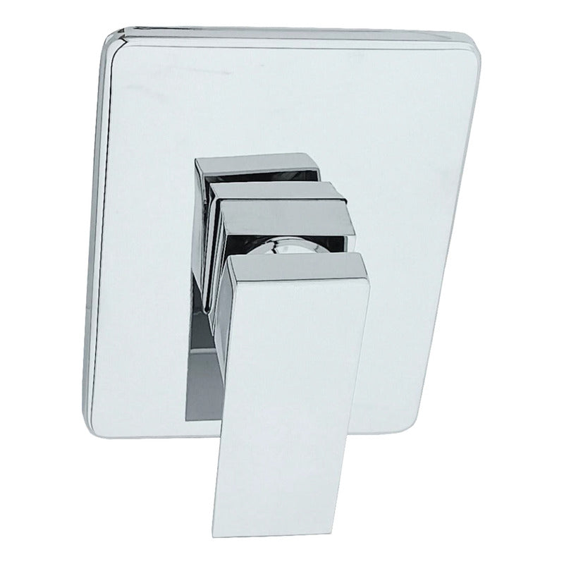 Monocontrol Ducha Cuadrado Con Pestaña Plateado Cromado