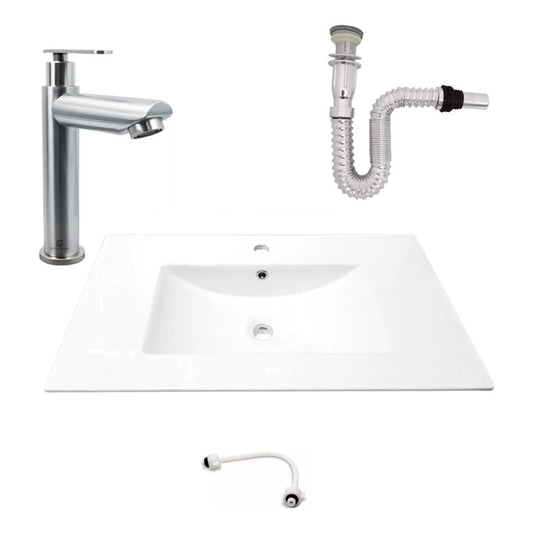 Kit Placa Lavamanos 81*46.5cm+griferia Agua Fria+push Flex.6