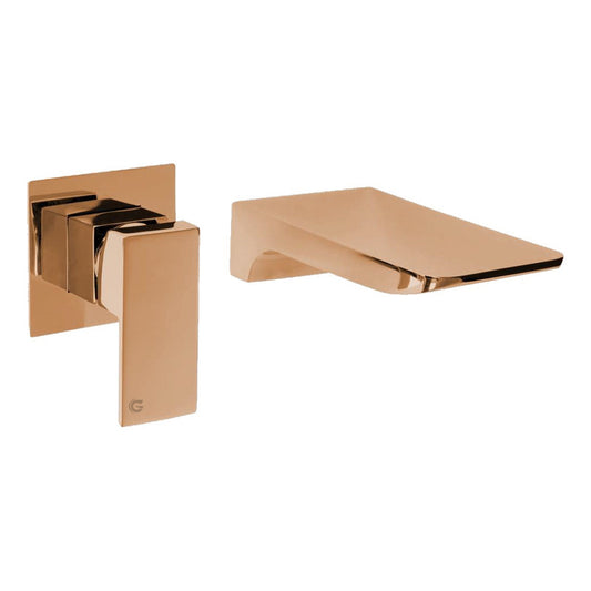 Grifería Monocontr Lavamanos Pared Cascada Rose Gold Vintage