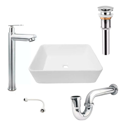 Combo Lavamanos Rectang.+griferia Agua Fria+push Y Sifon Gf1