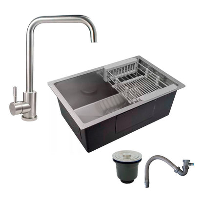 Combo Lavaplatos 70*45cm+griferia Plata Cuello 7+accesorios