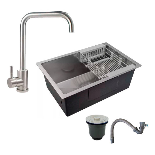Combo Lavaplatos 70*45cm+griferia Plata Cuello 7+accesorios