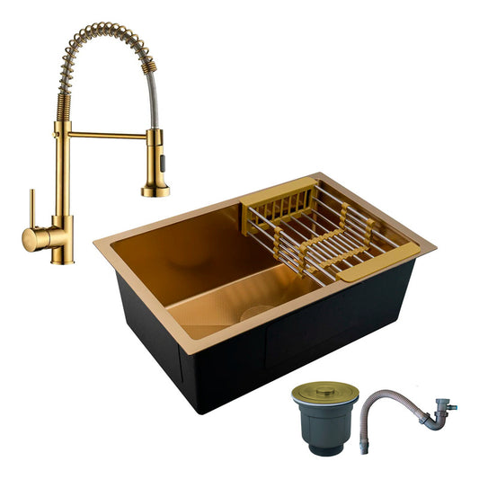 Combo Lavaplatos 70*45cm+griferia Lvp Oro Gourmet+acc