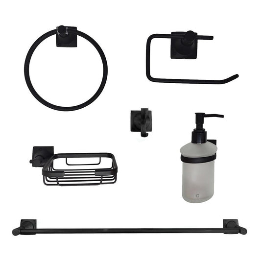 Juego De Accesorios Para Baño Negro Mate X6 Piezas