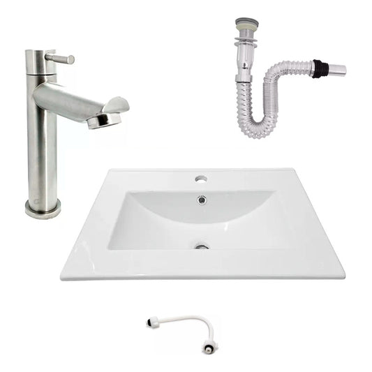 Kit Placa Lavamanos 61*46.5cm+griferia Agua Fria+push Flex.8