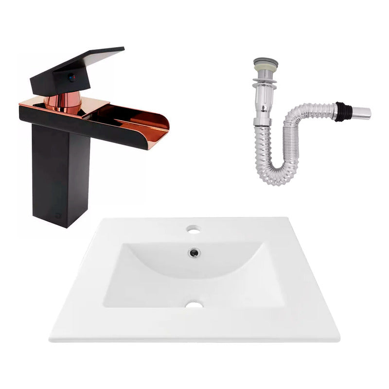 Kit Placa Lavam.51*46.5cm+griferia Monocontrol+push Flex13